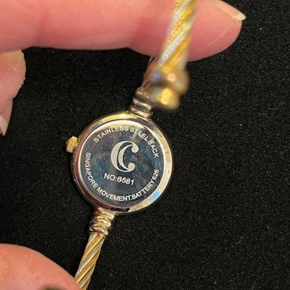 CHARMING CHARLIE | Two-tone Stretch Bangle Watch-NEW Battery - Picture 2 of 7